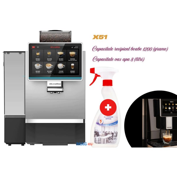 Aparat Espressor Profesional Automat pentru HoReCa & Office cu Autonomie Extinsa - Yunio by Dr. Coffee X51 - Mai mult timp pentru clientii tai.