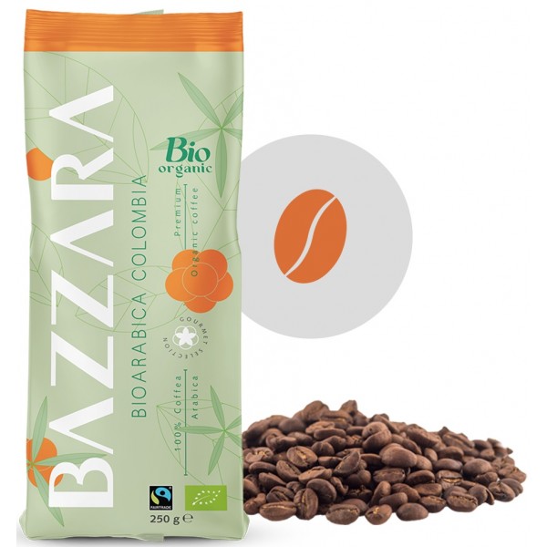 Cafea Boabe Bazzara Bioarabica Columbia – 100% Arabica Organică, 250 g