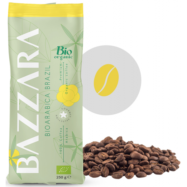 Cafea Boabe Bazzara Bioarabica Brazilia – 100% Arabica Organică, 250 g