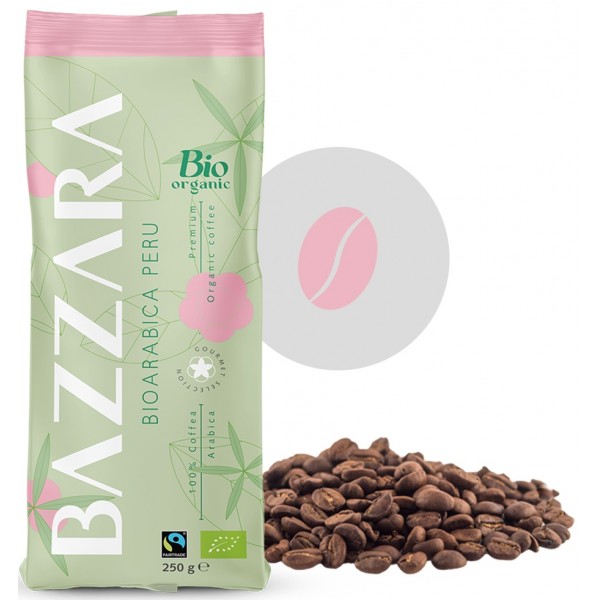 Cafea Boabe Bazzara Bioarabica Peru – 100% Arabica Organică, 250 g