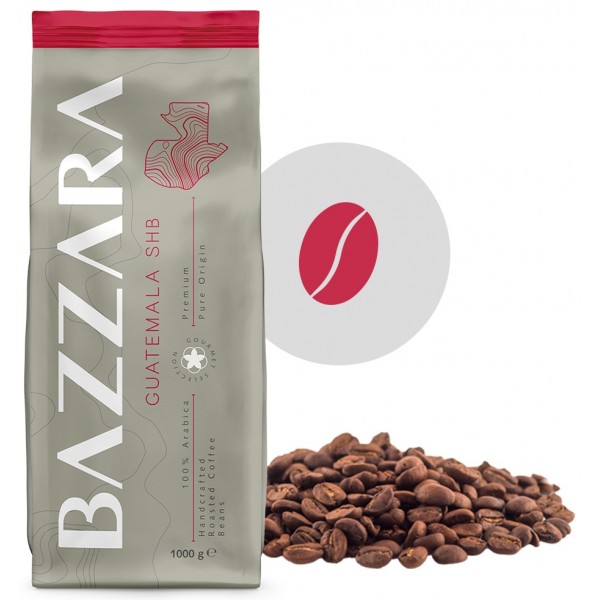 Cafea Boabe Bazzara Mono‑origine Guatemala SHB 1 Kg – 100% Arabica, Aromă Intensă cu Note Florale și de Ciocolată