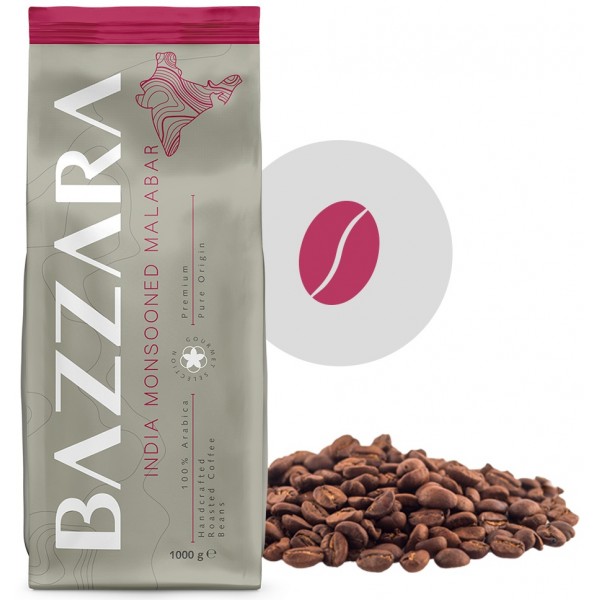 Cafea Boabe Bazzara Mono-origine India Monsooned Malabar 1 Kg – 100% Arabica