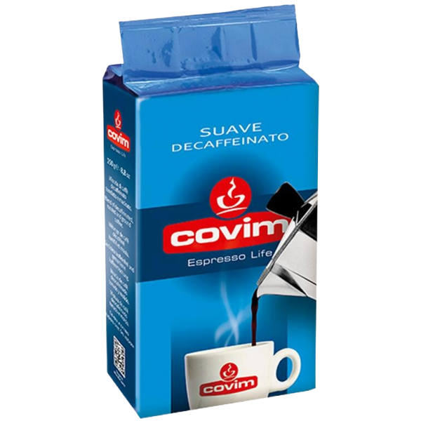 Cafea Măcinată Covim Suave Decaffeinato 250 gr Decafeinizată, 50% Arabica, Espresso Fără Cofeină