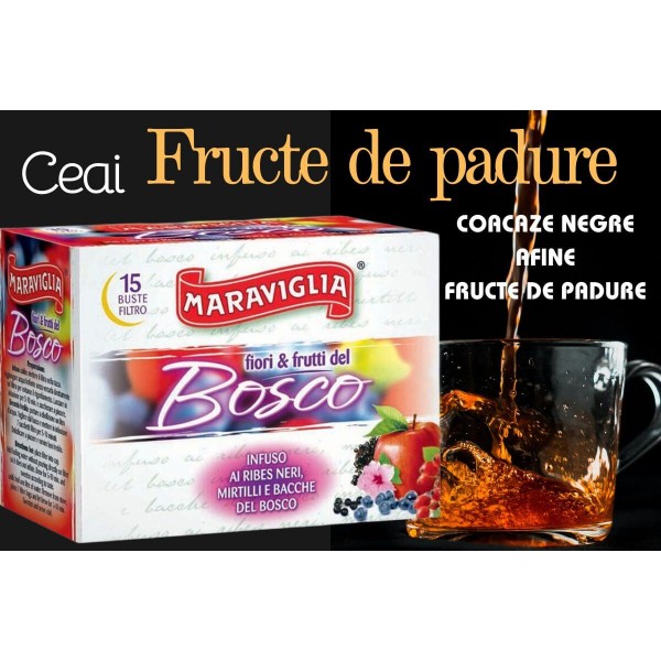 Ceai infuzie Ristora Maraviglia cu Coacaze Negre, Afine si Fructe de padure (Bosco) 15 pliculete