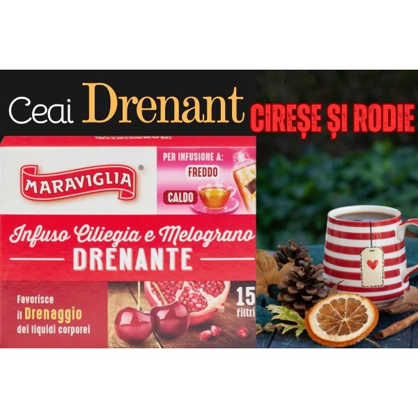 Ceai infuzie Ristora Maraviglia cu Cirese si Rodie (Drenante) 15 pliculete-Drenant