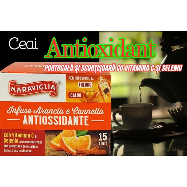 Ceai infuzie Ristora Maraviglia cu Portocala, Scortisoara, Vitamina C si Seleniu (Antiossidante) 15 pliculete-Protectie Antioxidantă
