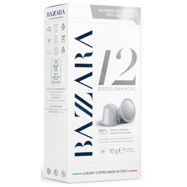 Capsule Cafea din Aluminiu Bazzara Dodicigrancru Compatibile Nespresso 10 Capsule