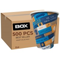 Pahare Carton Cafea 8 oz (234 ml) CUPS JOY – 500 buc/set, BEST SELLER, SMART VALUE PACK, pentru băuturi calde takeaway