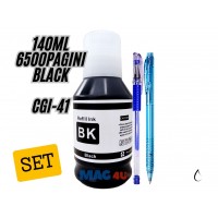 Set Cerneala Compatibila Canon GI41 (1x140ml Black , 6500 pagini un-box) + Pix CNX cu gel si Pix cu mecanism