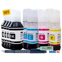 Set Cerneala Compatibila Canon GI41 (4x140ml Black, 2x70ml Cyan, 2x70ml Magenta, 2x70ml Yellow) + Stilou Schneider si Textmarker pastel