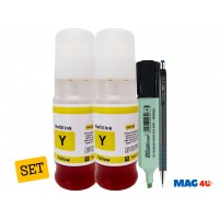 Set Cerneala Compatibila Canon GI41 (2x70ml Yellow, 8000pagini un-box) + Pix CNX567 si Textmarker pastel
