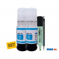 Set Cerneala Compatibila Canon GI41 (2x70ml Cyan, 8000pagini un-box) + Pix CNX567 si Textmarker pastel