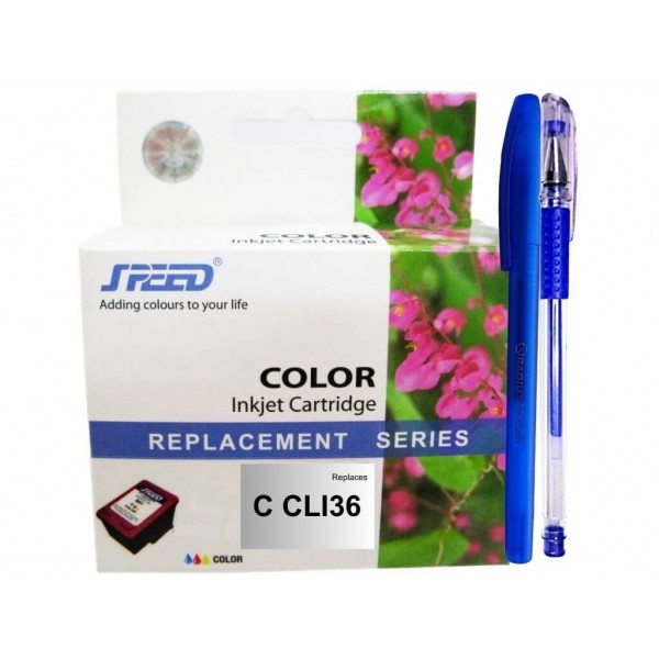 Set Cartus Cerneala Speed Compatibil Canon 1xCLI-36 Color, 250 pagini, Pix Radius si Pix cu gel