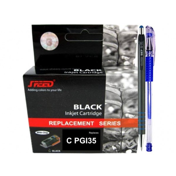 Set Cartus Cerneala Speed Compatibil Canon 1xPGI-35BK Negru, 190 pagini, Pix CNX567 si Pix cu gel