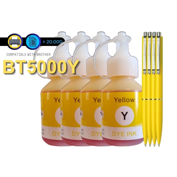 Set Cartus Cerneala Speed Compatibil Brother 4x BT5000Y Galben 20000 pagini cu 4x Pix Schneider