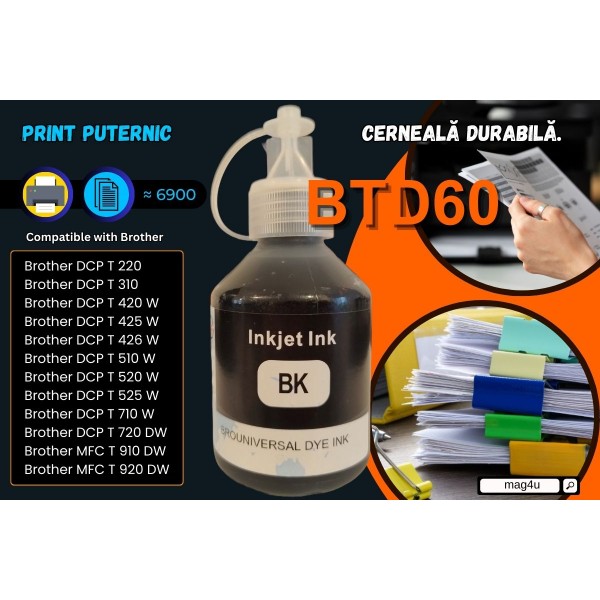 Set Cartus Cerneala Speed Compatibil Brother 1x BTD60BK Negru 6900 pagini cu Pix Schneider