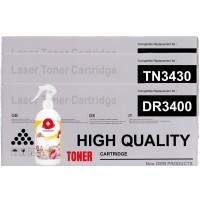 Set 2x Cartus Toner si Drum Non OEM compatibil Brother TN3430 Negru 16000 pagini + Drum DR3400 Negru 30000 pagini cu Odorizant camera profesional