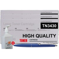 Set 3x Cartuse Toner Non OEM compatibil Brother TN3430 Negru 24000 pagini cu Sapun Profesional piele sensibila si Pix Schneider 