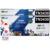 Set Cartuse Toner Retech compatibil Brother 2x TN3430 Negru 16000 pagini cu Solutie Multisuprafete profesionala