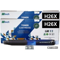 Set Cartus Toner ReTech Compatibil (HP26X) 2xCF226X Negru, 2x9000pagini, 3xPix Jestream si 2xCD-R Maxell cu plic