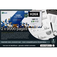 Set Cartus Toner ReTech Compatibil (HP26X) 2xCF226X Negru, 2x9000pagini, 3xPix Jestream si 2xCD-R Maxell cu plic