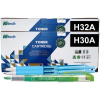 Set Cartus Toner si Drum Retech Compatibil HP(30A/32A) 1xCF230A Negru, 1xCF232A Negru, 2xPix Jestream si Textmarker Penac