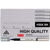 Set Cartus Toner Compatibil HP59X, 4xCF259X Negru, 40000pagini cu chip,  Roller DeLuxe si 4buc CD-R Maxell cu plic
