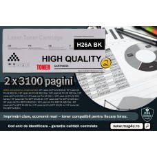 Set Cartus Toner  Compatibil HP26A, 2xCF226A Negru, 2x3100 pagini, Pix Jestream si Textmarker Flasher