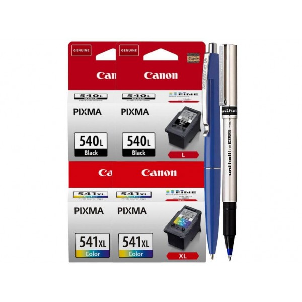 Set Cartuse Cerneala Original Canon 2xPG-540LB Negru, 2xCL-541XL Color, 52 ml, Pix Schneider si Roller DeLuxe