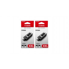 Pachet Cartuse Cerneala Original Canon 2x PGI-555XXLB Negru 74 ml si pix Schneider