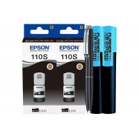Set Flacon Cerneala Epson (110S) Original C13T01L14A 2x40ml, Negru - 2xPix XBall si 2xTextmarker Flasher