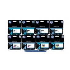 Pachet MAG4U Cartuse Cerneala Originale 2X 3JA26AE (963) Black, 2X 3JA23AE (963) Cyan, 2X 3JA24AE (963) Magenta, 3JA25AE (963) Yellow si Pix Schneider