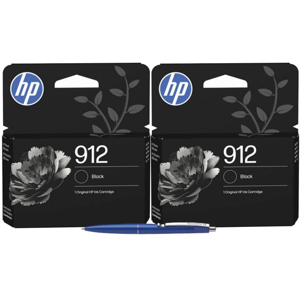 Set 2x Cartuse HP 912 Negru Originale 3YL80AE + Pix Schneider