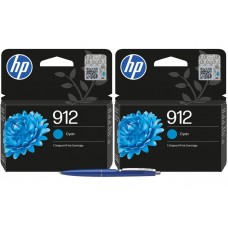 Set Cartuse Cerneala Original HP 912 2x 3YL77AE Cyan 630 pagini 8.0ml cu Pix Schneider