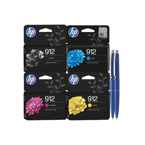 Set 4 Cartuse HP 912 Originale (Negru, Cyan, Magenta, Galben) + 2x Pix Schneider