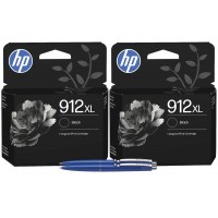 Set 2x Cartuse HP 912XL Negru Originale 3YL84AE + 2x Pix Schneider