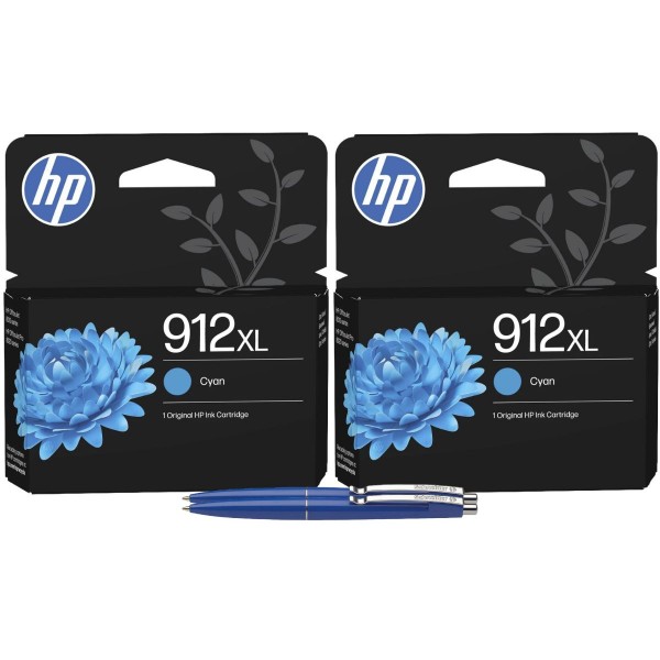 Set 2x Cartuse HP 912XL Cyan Originale 3YL81AE + 2x Pix Schneider