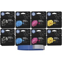 Set 7 Cartuse HP 912XL Originale (2x Negru, 2x Cyan, 2x Magenta, Galben) + 5x Pix Schneider