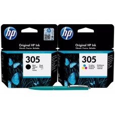 Set 2 Cartuse HP 305 Originale (Negru 3YM61AE + Color 3YM60AE) + Pix Schneider