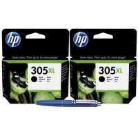 Set 2x Cartuse HP 305 XL Negru Originale 3YM62AE + 2x Pix Schneider