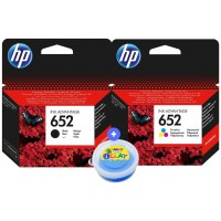 Set Cartus Cerneala Originale HP652, 1xF6V25AE Black, 1xF6V24AE Color si Plastelina Amos