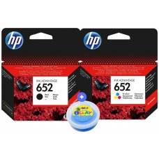 Set Cartus Cerneala Original HP652 1x F6V25AE Negru + 1x F6V24AE Color 560 pagini cu Plastelina Amos