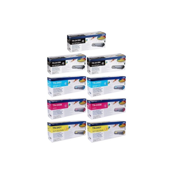 Set Cartuse Toner Brother Original 3x TN241BK Negru, 2x TN245C Cyan, 2x TN245M Magenta, 2x TN245Y Galben, 20700 Pagini si stick USB