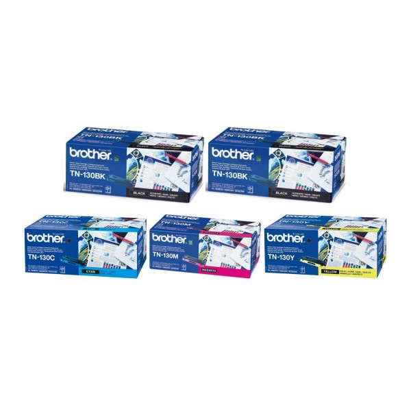 Set Cartuse Toner Brother Original 2x TN130BK Negru, 1x TN130C Cyan, 1x TN130M Magenta, 1x TN130Y Galben, 9500 Pagini si stick USB