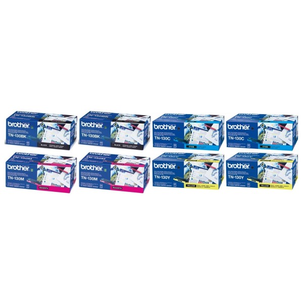 Set Cartuse Toner Brother Original 2x TN130BK Negru, 2x TN130C Cyan, 2x TN130M Magenta, 2x TN130Y Galben, 14000 Pagini si stick USB