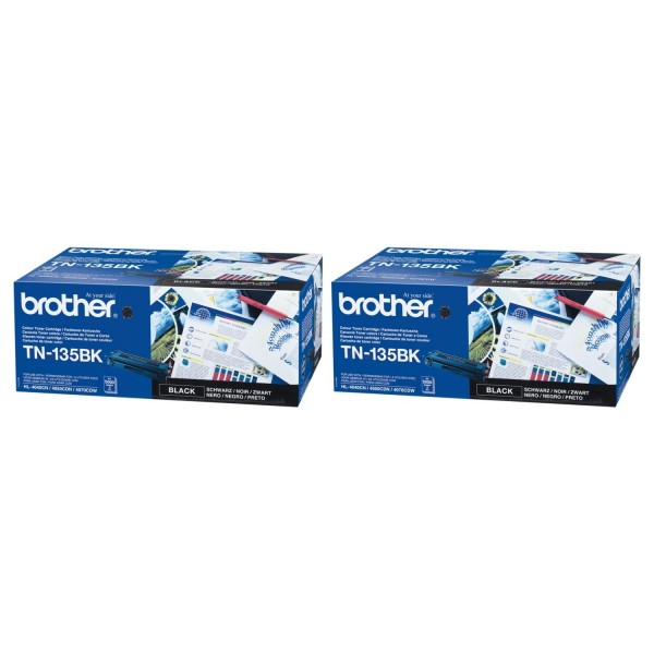 Set Cartuse Toner Brother Original 2x TN135BK Negru 10000 Pagini si stick USB