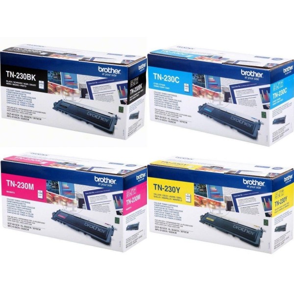 Set Cartuse Toner Brother Original 1x TN230BK Negru, 1x TN230C Cyan, 1x TN230M Magenta, 1x TN230Y Galben, 6400 Pagini si stick USB