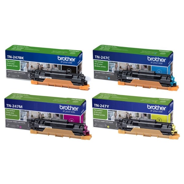 Set Cartuse Toner Brother Original 1x TN247BK Negru, 1x TN247C Cyan, 1x TN247M Magenta, 1x TN247Y Galben, 9900 Pagini si stick USB