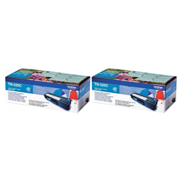 Set Cartuse Toner Brother Original 2x TN320C Cyan 3000 Pagini si stick USB