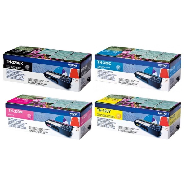 Set Cartuse Toner Brother Original 1x TN320BK Negru, 1x TN320C Cyan, 1x TN320M Magenta, 1x TN320Y Galben, 7000 Pagini si stick USB